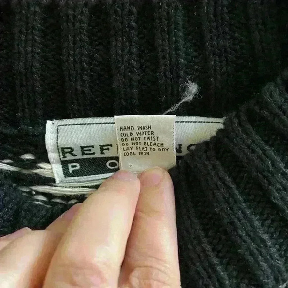 Vintage Black White Maroon Floral Rose Abstract Print Cotton Cropped Sweater M - Picture 8 of 13